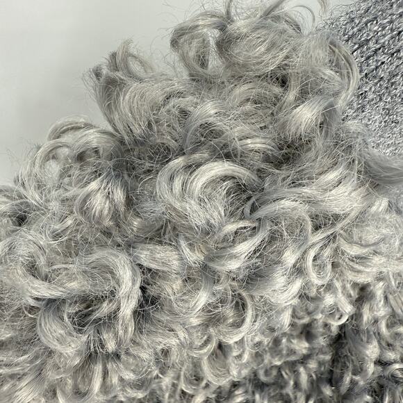 Frank Lyman Cardigan Sweater Size Large Gray Boucle knit Puff Cuffs Pockets - Picture 4 of 11